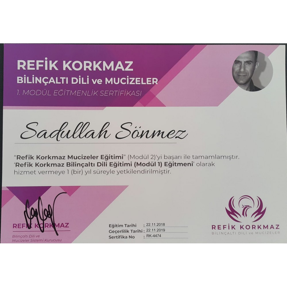 BİLİNÇALTI DİLİ VE MUCİZELER 1. MODÜL EĞİTMENLİK SERTİFİKASI